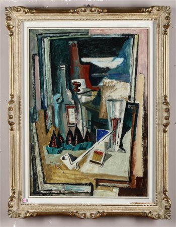 Emanuele Rambaldi (1903 - 1968) Natura morta con fichi neri, 1940 olio su...