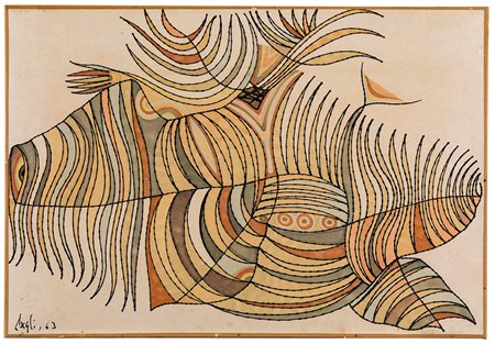 Corrado Cagli (1910-1976) Enigma a Naxos, 1963 inchiostri colorati su carta...