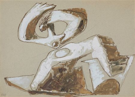 Enrico Prampolini (1894-1956) Danzatrice, 1947 tempera su cartone, cm...