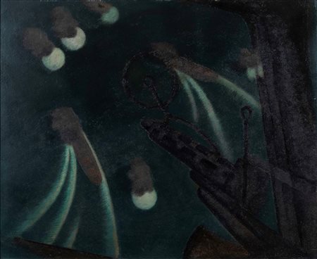 Renato Di Bosso (1905-1982) Convoglio Aerobombardato, 1939 olio su faesite,...