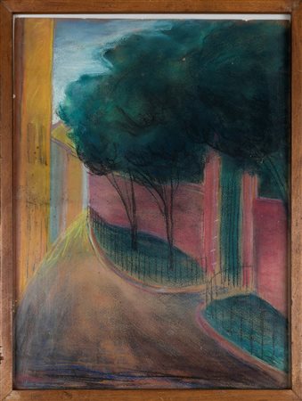 Fausto Melotti (1901-1986) Paesaggio, 1933 ca tempera e pastelli su carta, cm...