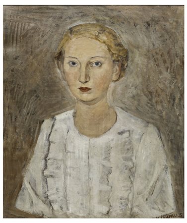 Massimo Campigli (1895-1971) Ragazza, 1935 olio su tela, cm 70x60 firmato e...