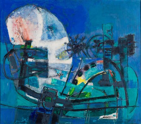 Renato Birolli (1905-1959) Adriatico, 1955 olio su tela, cm 70x80 firmato e...