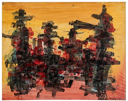 Mario Nigro (1917-1992) Senza titolo, 1957 olio su tela, cm 74x92 firmato e...