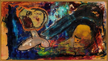 Pinot Gallizio (1902-1964) Senza titolo, 1956-1957 tecnica mista su carta...