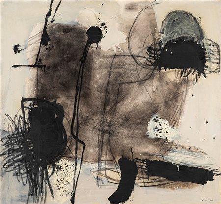 Carlo Ciussi (1930-2012) Paese perduto, 1963 olio su tela, cm 134x124 firmato...