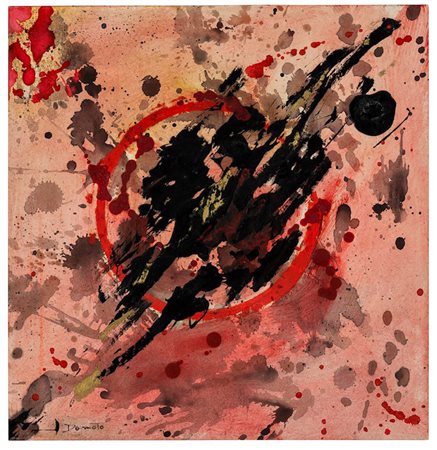Hisao Domoto (1928-2013) Senza titolo tecnica mista su cartoncino, applicato...