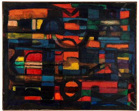 Arturo Carmassi (1925 - 2015) Composizione, 1952 olio su tela, cm 81x100...