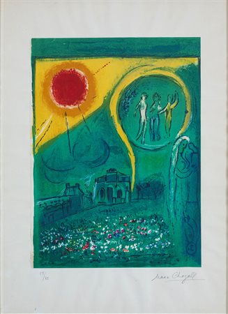 Marc Chagall (1887-1985) Le carrousel du Louvre, 1954 litografia a colori, cm...