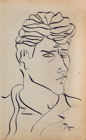 Jean Cocteau (1889-1963) Senza titolo, 1946 china su carta, cm 17,4x10,5...