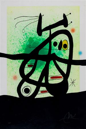 Joan Mirò (1893-1983) L'Oiseau Mongol, 1969 ca acquatinta, acquaforte e...