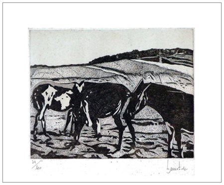 BRUNO TOSI Milano 1937 Senza titolo Acquaforte es.79/100. Firma in b. a d....