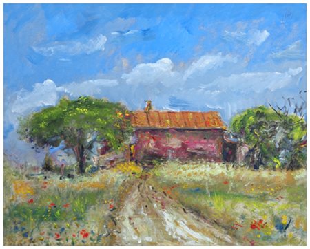 FEDERICO CRESCI Livorno 1941 Senza titolo Olio su tela cartonata 40 x 50....