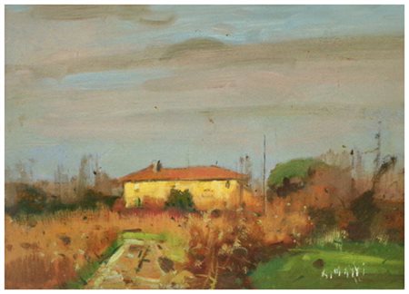 ALDO MAZZI Livorno 1937 Senza titolo Olio su tavola 25 x 35. Firma in b. a d....