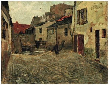 SANDRO PINETA Senza titolo 1940 ca. Olio su tavola 22 x 27,5. Firma in b. a...