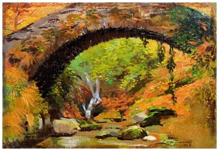 LEONE TOMMASI Pietrasanta 1903 - Pietrasanta 1965 Senza titolo 1947 Olio su...