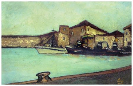 AUTORE IGNOTO Senza titolo Olio su tavola 25 x 39. Firma in b. a d. base: 30...