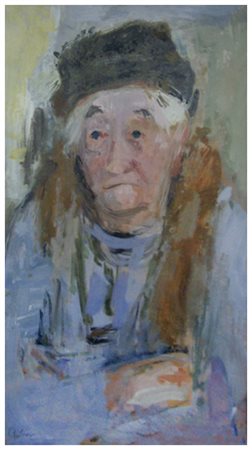 AUTORE IGNOTO Zia Berta che deve essere amata 1971 Olio su faesite 58 x 32....