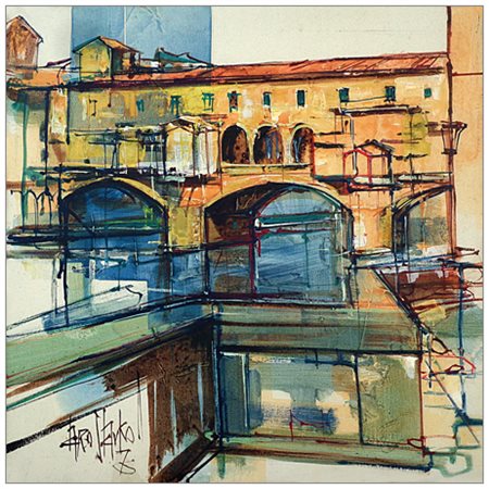 AUTORE IGNOTO Senza titolo Olio su tela 50 x 50. Firma in b. a s.; sul verso...