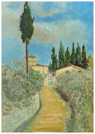 AUTORE IGNOTO Senza titolo Olio su tavola 35,3 x 25,3. Firma in b. a d. base:...