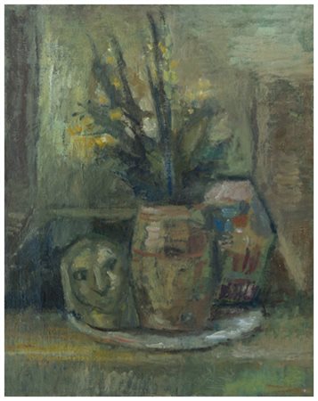 AUTORE IGNOTO Senza titolo Olio su tela incollata a tavola 41,5 x 33. base:...