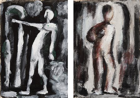 Mario Sironi a) Figura, metà anni '50 b) Figura, metà anni '50 a) tempera su...