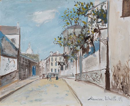Maurice Utrillo Rue du Montana - Cenis a Montmatre 1920 olio e tempera su...