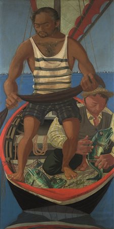 Pino Ponti Senza titolo 1952 olio su tela cm 198x99 Firmato e datato in basso...