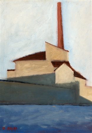 Ottone Rosai La fabbrica 1956 olio su tela cm 70x50Firmato in basso a...