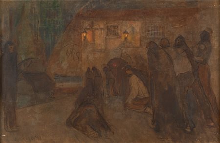 Lorenzo Viani Epidemia (studio) 1907-1909 ca. carbone, tempera, olio su tela...