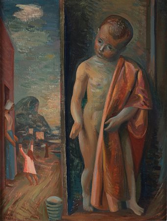 Mario Tozzi Uscita dal bagno 1942 olio su tela, cm 66x51 Firmato in basso a...