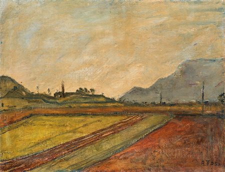 Arturo Tosi Paesaggio olio su tela cm 70x90Firmato in basso a destra: A....