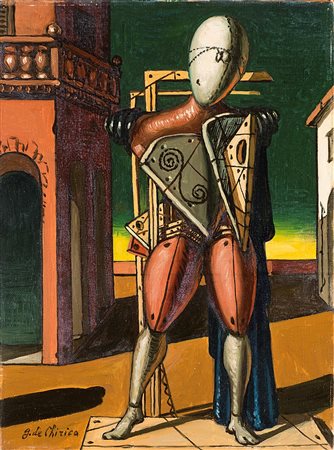 Giorgio de Chirico Il trovatore 1960 circa olio su tela cm 40x30Firmato in...