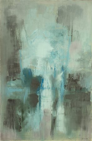 Giuseppe Ajmone Schiarita 1958 olio su tela cm 100x65 Firmato e datato in...