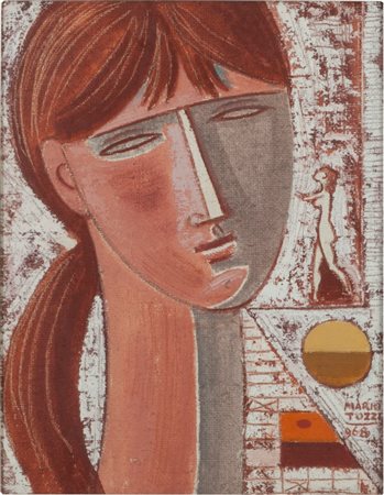 Mario Tozzi Ultimo abbraccio 1968 olio su tela applicata su tavola cm...