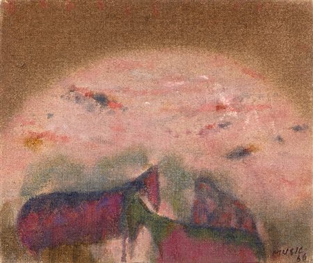 Zoran Music Collina Dalmata 1966 olio su tela cm 38x46 Firmato e datato in...