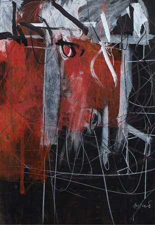 Piero Ruggeri Senza titolo tecnica mista su carta, cm 100x70 Firmato in basso...