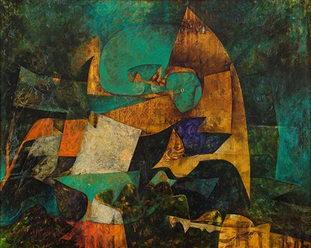 Gianni Dova La campagna è attraente (Luci Bretoni) 1969 olio su tela cm...