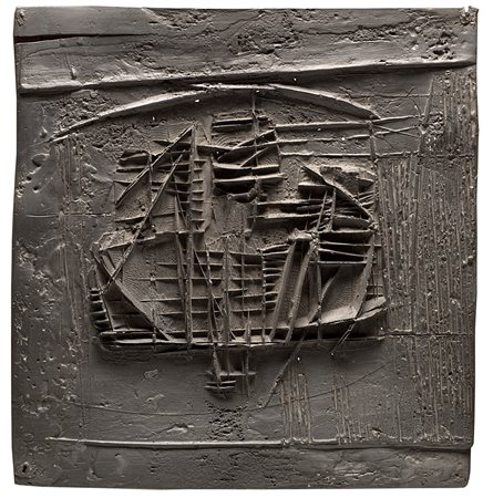 Gio' Pomodoro Rilievo 1958 lastra di piombo cm 34x34 Titolato e datato al...