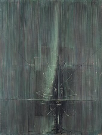 Cesare Peverelli La luce muta 1957 olio su tela cm 116,5x90Firmato e datato...