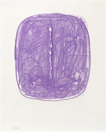 Lucio Fontana Concetto spaziale 1967 litografia con incisione cm 47x35...