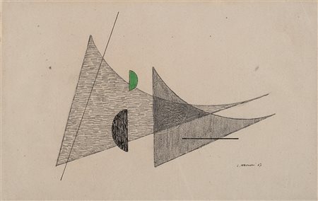 Luigi Veronesi Senza titolo 1967 tecnica mista su cartoncino cm...