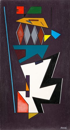 Atanasio Soldati Equilibrio 1949 olio su tela cm 65x35 Firmato in basso a...