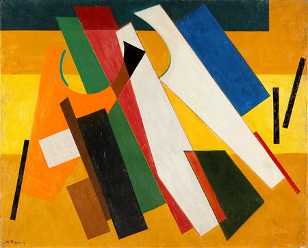 Mauro Reggiani Composizione 1950 olio su tela, cm 65x81 Firmato in basso a...