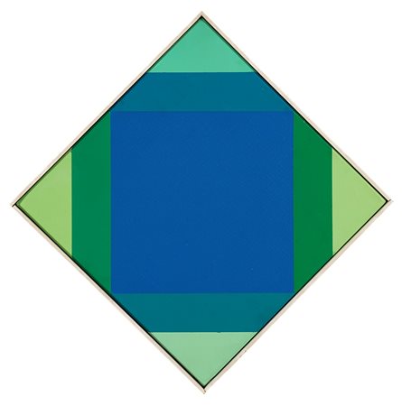 Max Bill Radiazione dal blue 1972-73 olio su tela cm 47x47 (diagonale), cm...