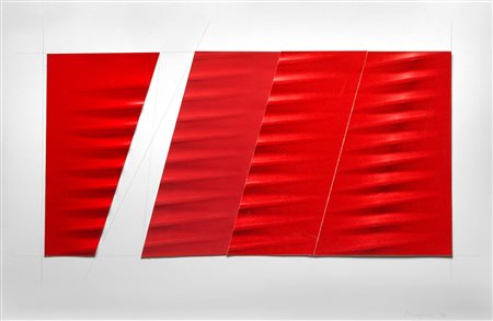Agostino Bonalumi Rosso, 2002 carta estroflessa cm 50x70Firmato in basso a...