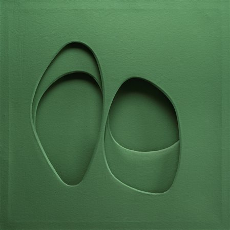 Paolo Scheggi Forme riflesse 1963 acrilico nero verde su tre tele sovrapposte...