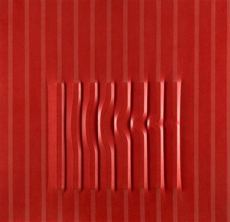 Agostino Bonalumi Rosso 1976 tela estroflessa e tempera vinilica cm...