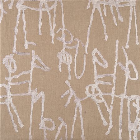 Sergio Femariello Guerrieri 2002 pittura argento su tela grezza cm...