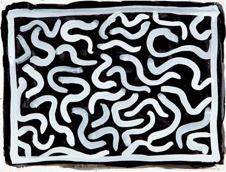 Sol LeWitt Bruschstrokes, White 1996 gouache su cartoncino cm 28,5x38Firmato...